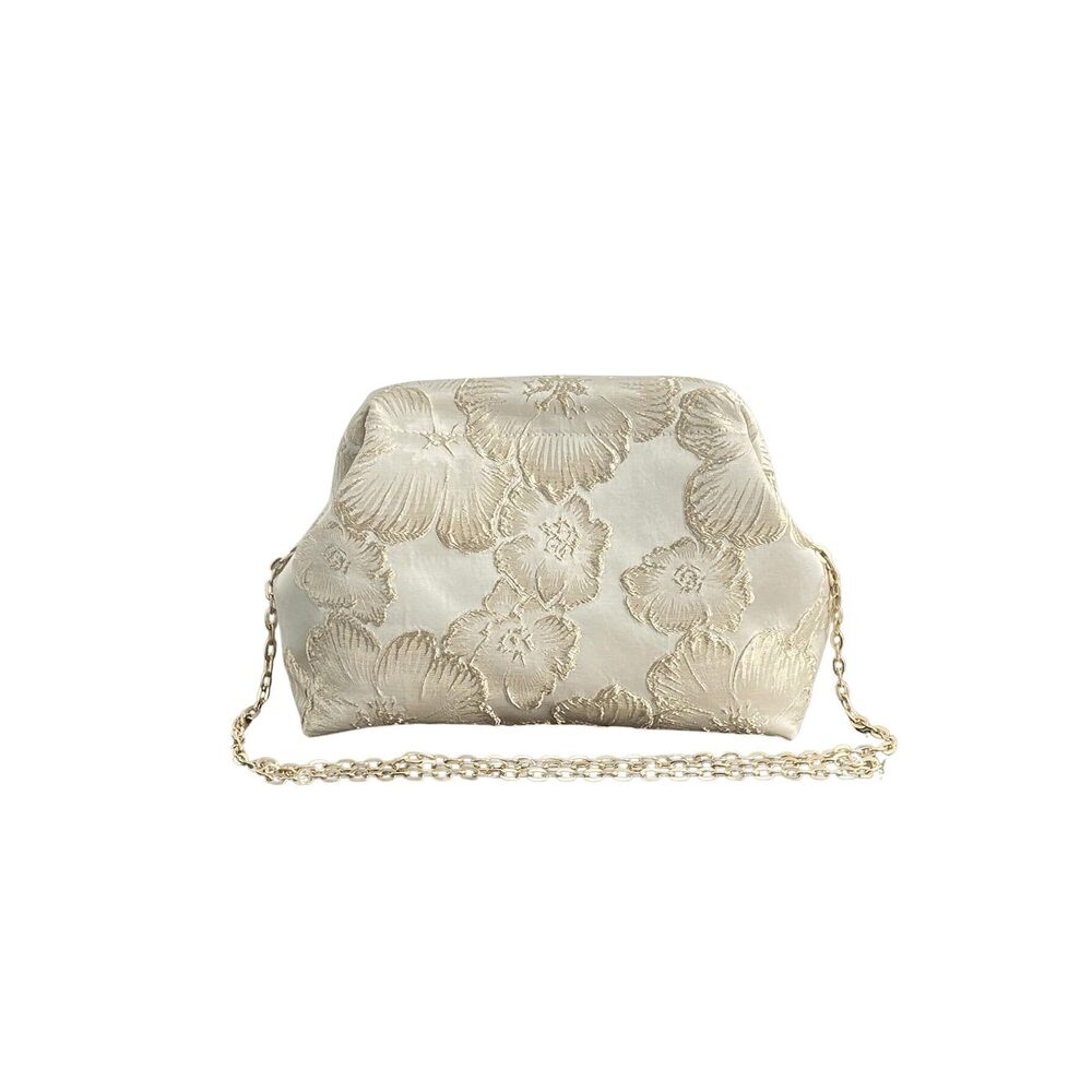 6361 Flower Embroidery Clutch Purse Kiss Lock Shoulder Bags Evening Handbag